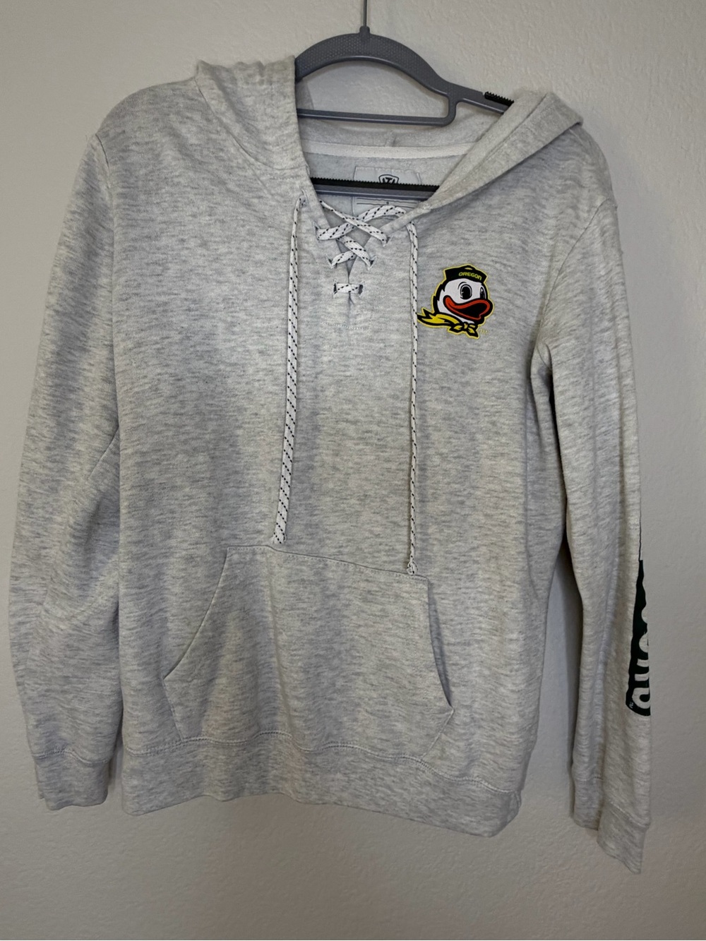 Oregon Ducks Women’s Lace Up Hoodie Gray Size Small